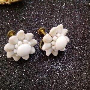 White Milk Glass Earrings